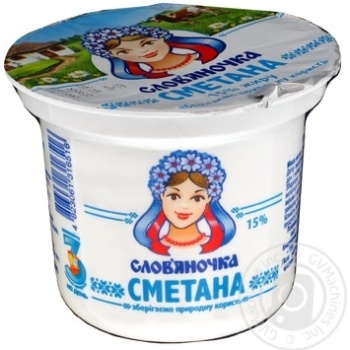 Sour cream Slovyanochka 15% 205g plastic cup Ukraine - buy, prices for NOVUS - photo 1