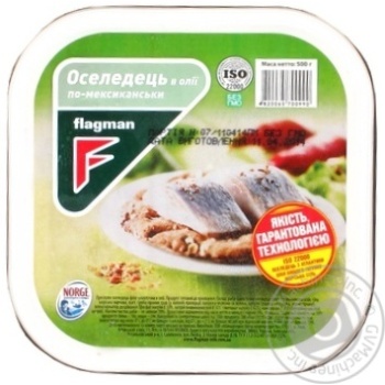 Сельдь Flagman филе-кусочки в масле по-мексикански 500г Украина купить, цены на МегаМаркет - фото 1