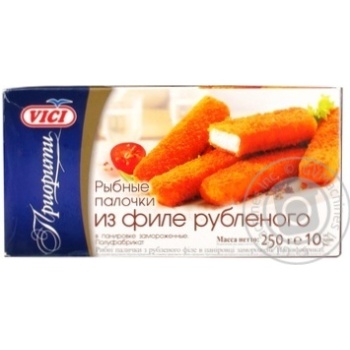 Палочки рыбные Vici из рубленого филе в панировке замороженные 250г купить, цены на МегаМаркет - фото 1