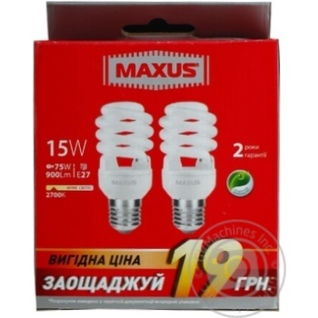 Лампа Максус 2-ESL-199-P XPiral 15W 2700K E27 (по 2 шт.) купить, цены на МегаМаркет - фото 1