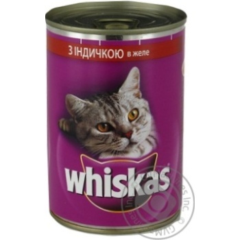 Вологий корм для котів Whiskas 400 г (індичка в желе) - купити, ціни на MasterZoo - фото 1