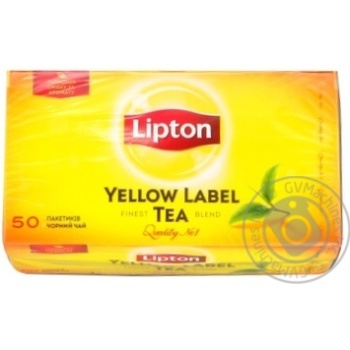 Чай чорний Lipton Yellow Label 50шт 2г купити, ціни на МегаМаркет - фото 1