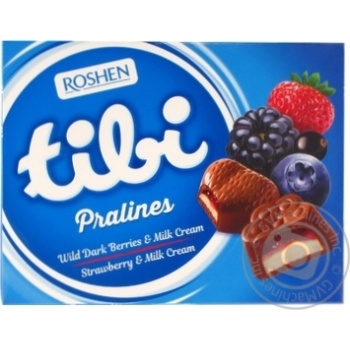 Roshen Tibi Pralines wild dark berries & milk cream candy 122g - buy, prices for MegaMarket - photo 1