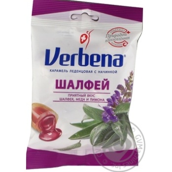 Карамель Verbena Шавлія на травах з начинкою із шавлії та вітаміном С 60г купити, ціни на МегаМаркет - фото 1