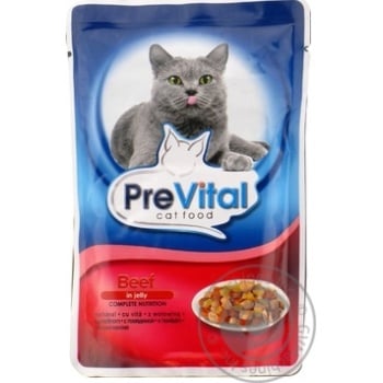 PreVital for cats in jelly with beef food 100g - buy, prices for NOVUS - photo 1