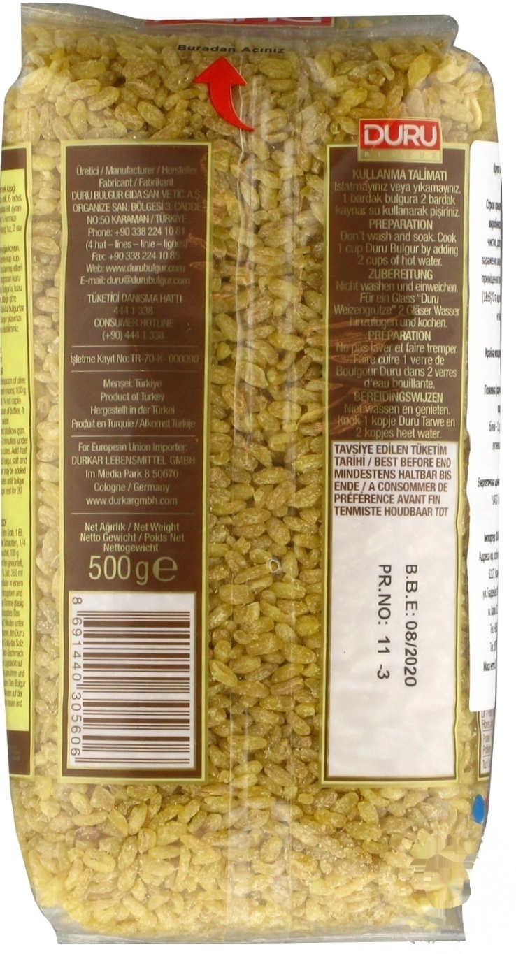 

Крупа булгур Duru Bulgur из твердых сортов пшеницы цельнозерновая 500г