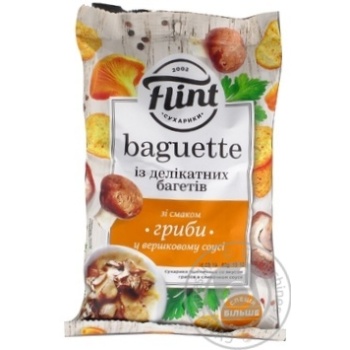 Сухарики Flint Baguette пшеничные со вкусом грибов в сливочном соусе 60г купить, цены на МегаМаркет - фото 6