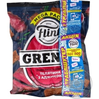 Гренки Flint Grenki ржаные со вкусом телятины с аджикой 110г купить, цены на МегаМаркет - фото 2