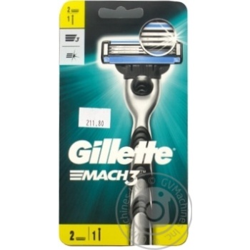 Станок Gillette Mach3 с 2 сменными картриджами купить, цены на МегаМаркет - фото 1