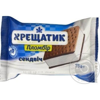 Морозиво пломбір Хрещатик на печиві з какао 75г купити, ціни на МегаМаркет - фото 1