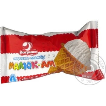 Мороженое Ласунка Малюк-Ам пломбир в сахарном стакане 80г купить, цены на МегаМаркет - фото 1