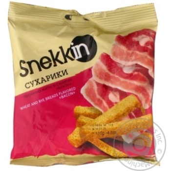 Сухарики Snekkin пшенично-ржаные со вкусом бекон 110г купить, цены на МегаМаркет - фото 1