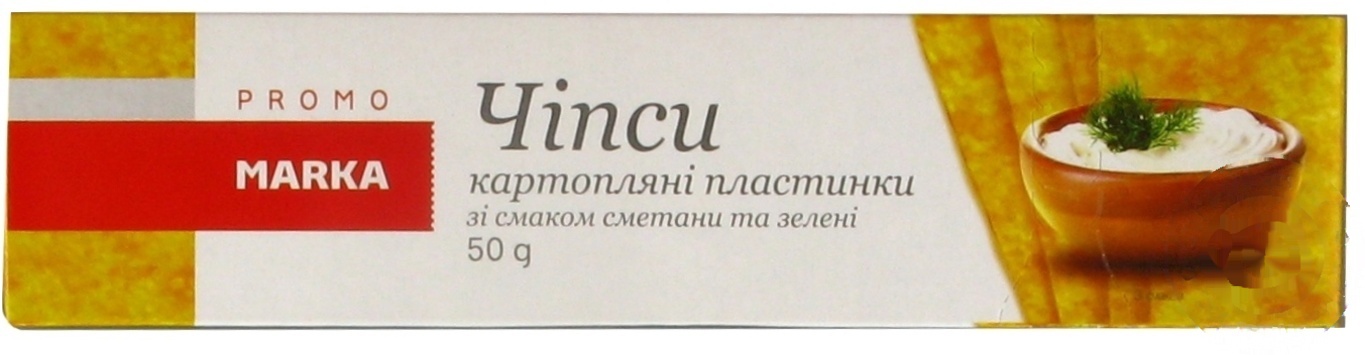 

Чипсы Marka Promo картофельные пластинки со вкусом сметаны с зеленью 50г