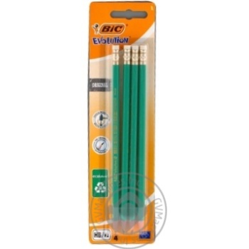 Карандаш Bic Evolution 655 НВ упаковка 4шт купить, цены на МегаМаркет - фото 1