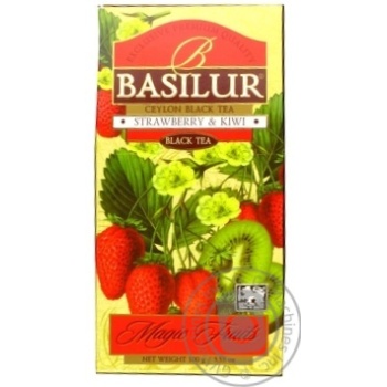 Tea Basilur strawberries with cream black loose 100g cardboard packaging - buy, prices for MegaMarket - photo 4