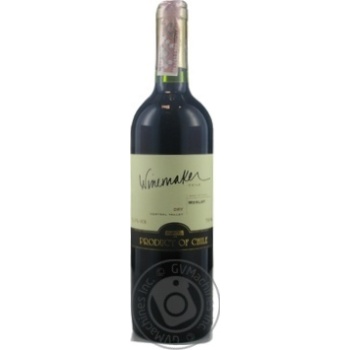 Wine merlot Winemaker red dry 13% 750ml glass bottle Georgia - buy, prices for MegaMarket - photo 1