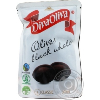 Маслини Diva Oliva з кісточки д/п 200мл х24 купить, цены на МегаМаркет - фото 1