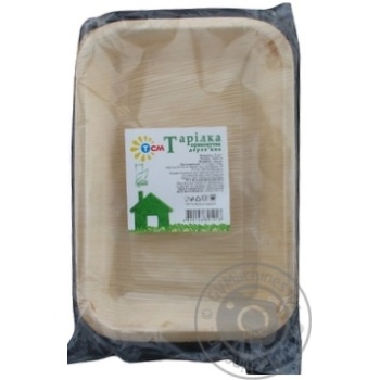 Тарілка TCM Natural дерев`яна прямокутна 16*24см 3шт х20 купить, цены на МегаМаркет - фото 1