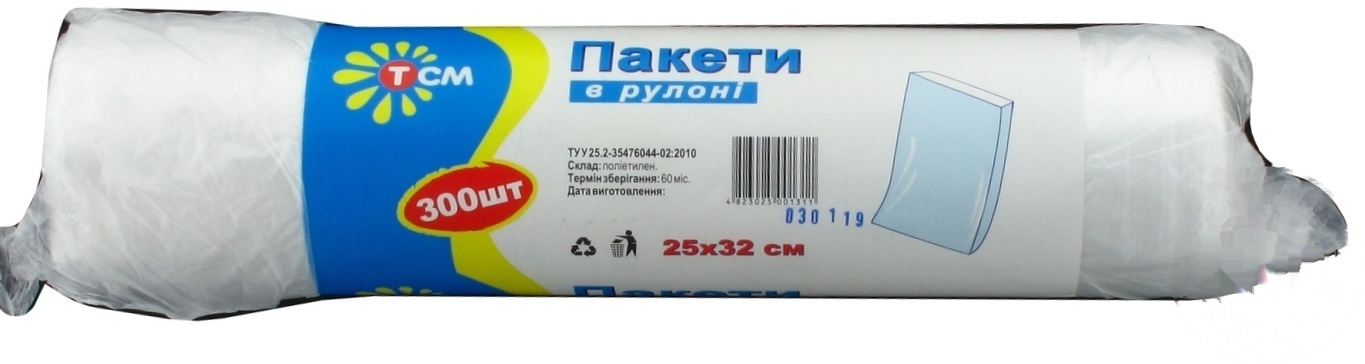 

Пакет ТСМ в рулоне 25х32см 300шт