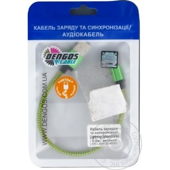 Dengos Charging and Synchronization Cable Lightning 0.2m green (NTK-L-SHRT-GD-GREEN) - buy, prices for MegaMarket - photo 1