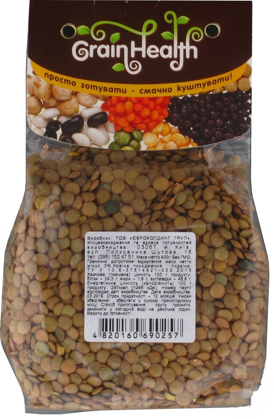 

Чечевица Grain Health зеленая 400г