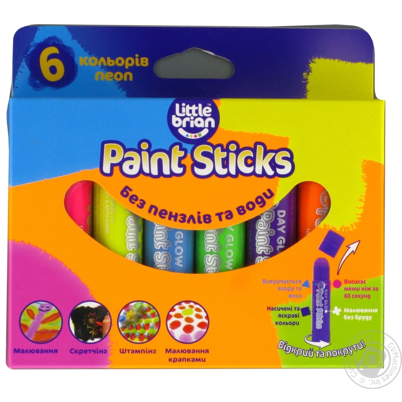 

Фарба-олівець Paint Sticks neon 6шт набір Арт.LBPS10DA6