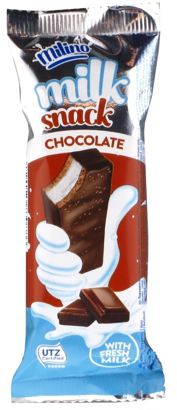 

Пирожное бисквитное Milino Milk Snack Шоколад с кремом c цельным молоком глазированное 30г