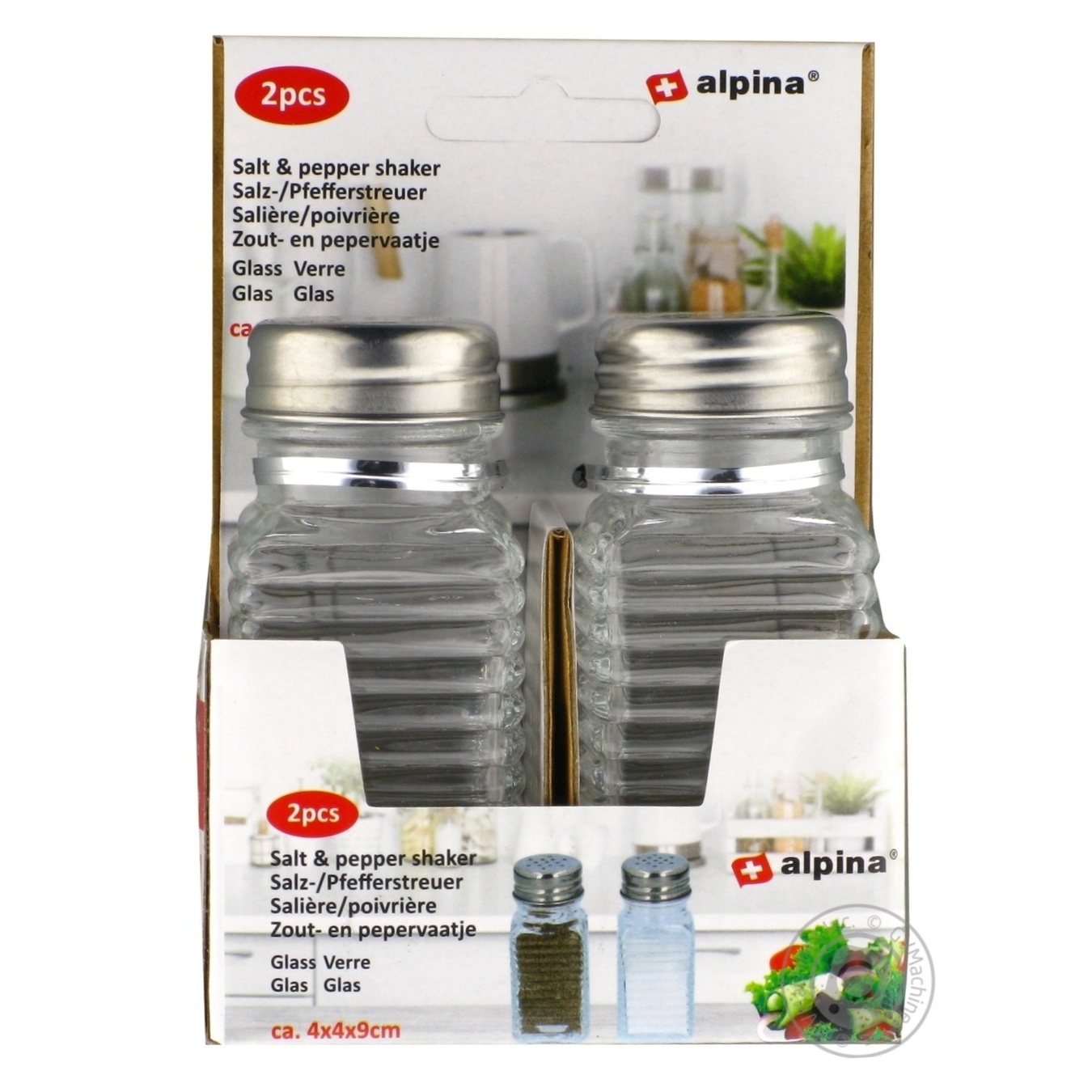 

Солонка и перечница Alphina Mike стекляные 4х4х9.3см AL 14801