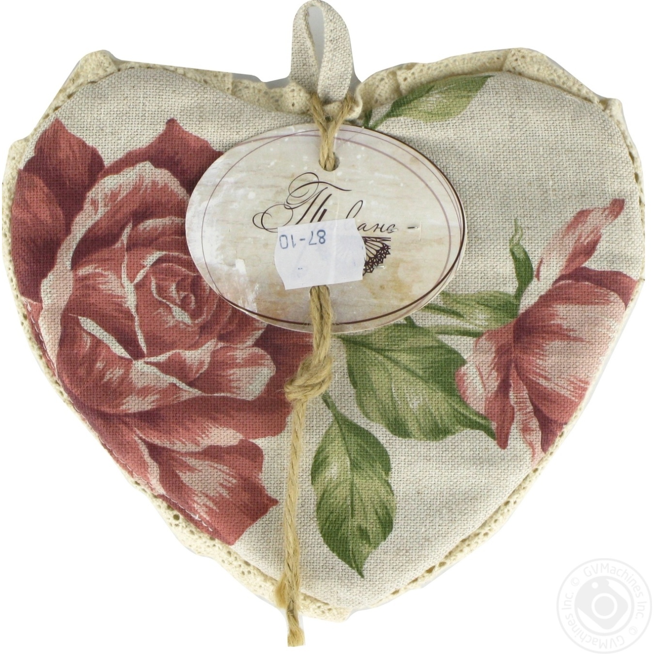 

Прихватка Серце Прованс large pink Rose з мережкою